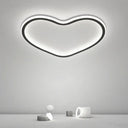 Modern Aluminum Led Flush Ceiling Light For Kids Bedroom - Loop In Black / White Loving Heart