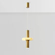 Modern Aluminum Led Pendant Light Fixture In Gold With Marble Ring Deco - Elegant Dining Room