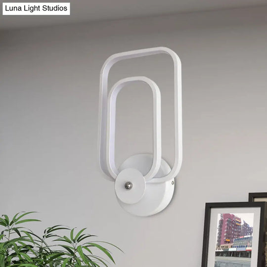 Modern Aluminum Led Wall Sconce In Warm/White Light - Rectangle Frame Minimalist Design