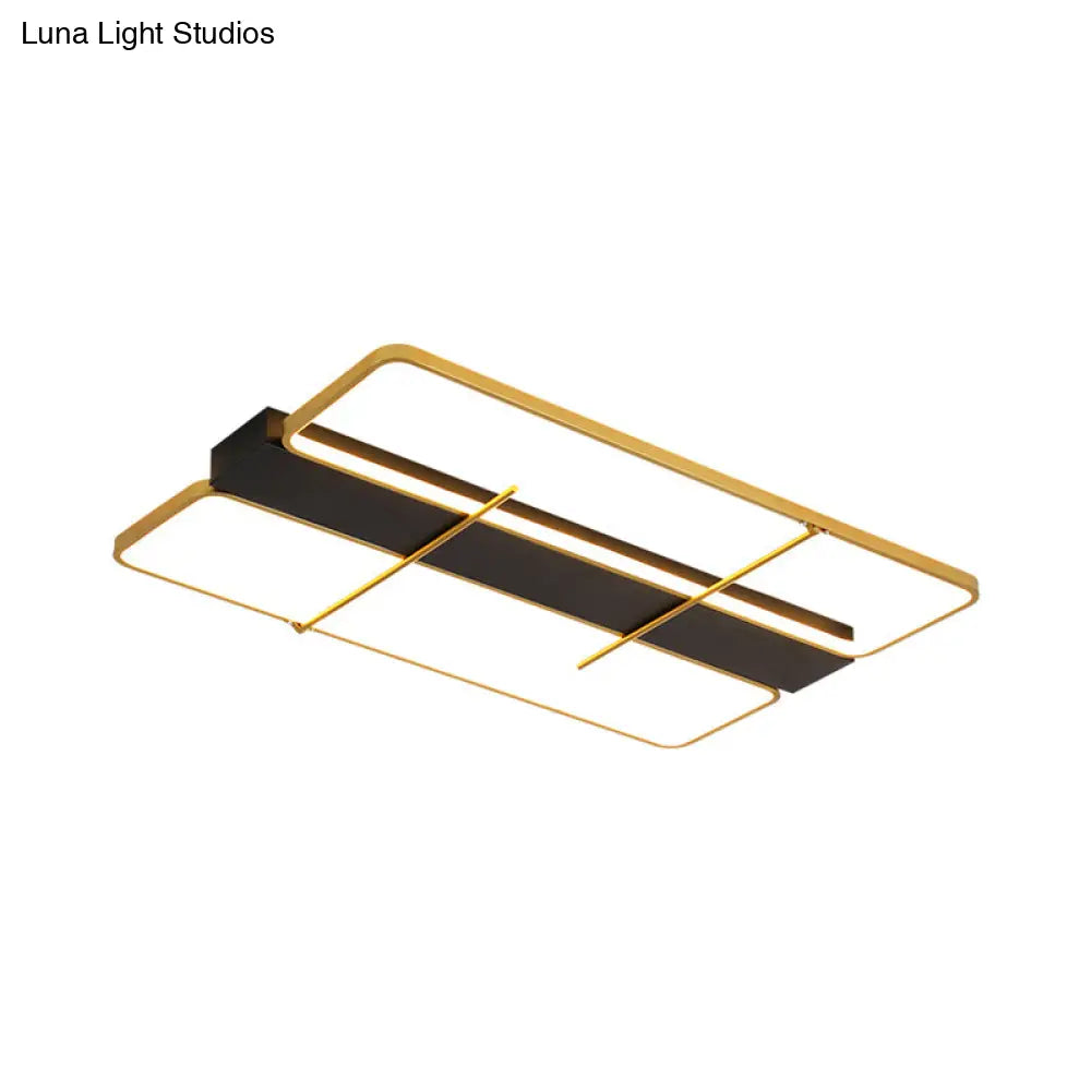 Modern Aluminum Rectangular Led Ceiling Light Fixture In Black And Gold