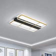 Modern Aluminum Rectangular Led Ceiling Light Fixture In Black And Gold Black - Gold / White