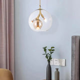 Modern Amber/Clear Glass Dining Room Chandelier With Triple Lights Clear