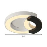 Modern Arc Flush Mount Lamp Acrylic Black 16/19.5/23.5 Wide Led Ceiling In Warm/White/Third Gear