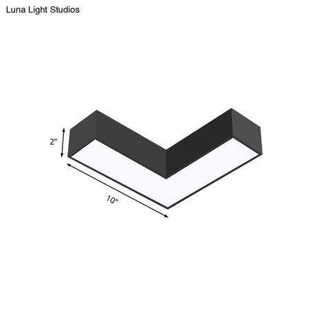 Modern Arrow Metal Flush Mount Led Ceiling Light - 10’/14’ Wide (White/Black) For Office With