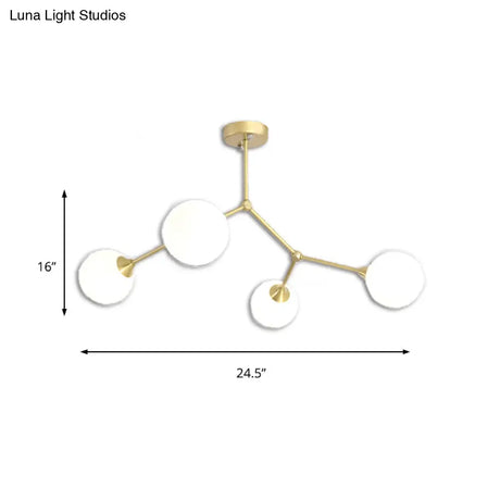 Modern Ball Pendant Light: Clear/Milky White Glass 4/5/6-Head Dining Room Chandelier With Black/Gold