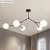 Modern Ball Pendant Light: Clear/Milky White Glass 4/5/6-Head Dining Room Chandelier With Black/Gold