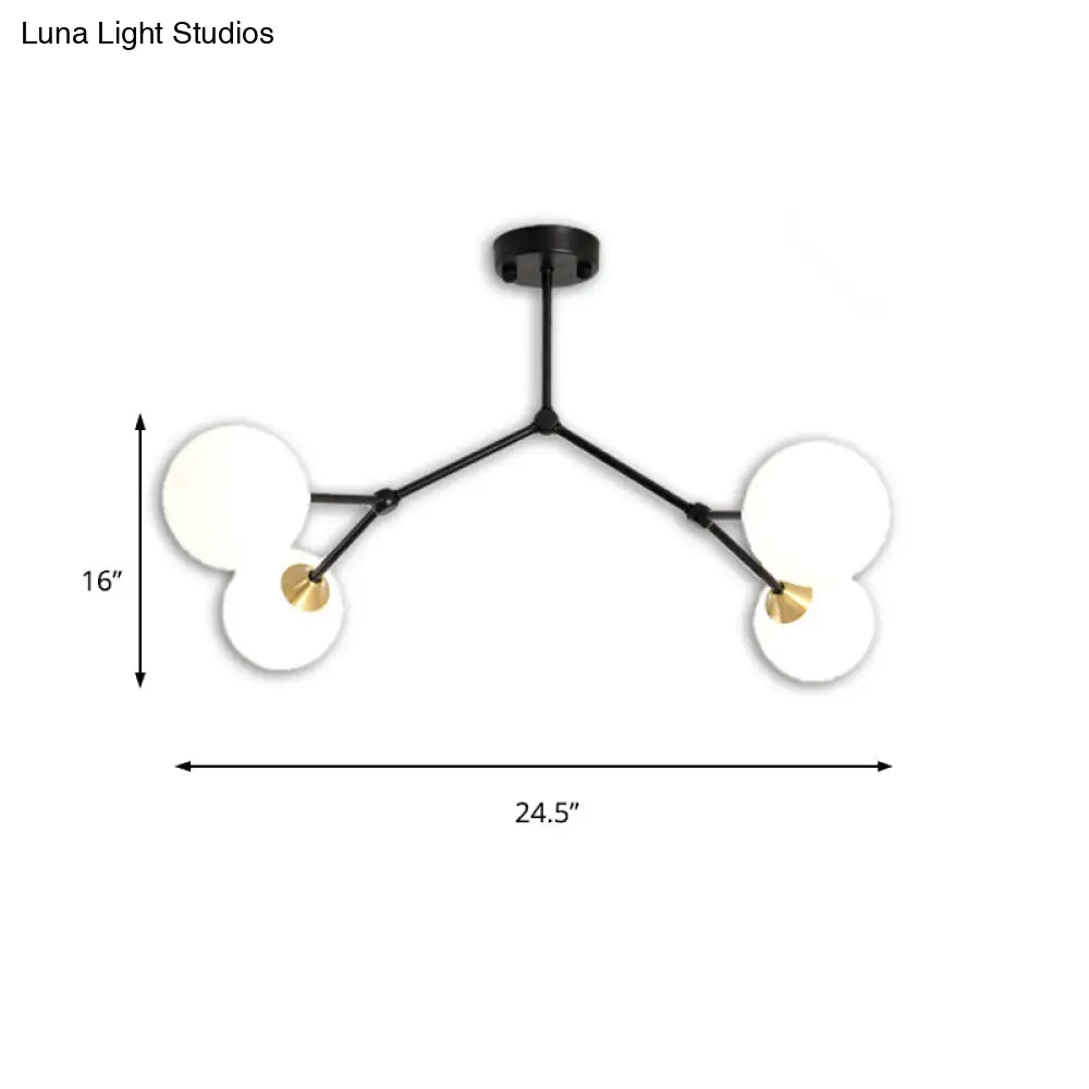 Modern Ball Pendant Light: Clear/Milky White Glass 4/5/6-Head Dining Room Chandelier With Black/Gold