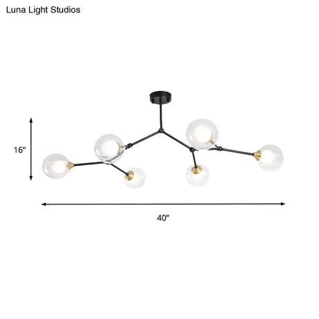Modern Ball Pendant Light: Clear/Milky White Glass 4/5/6-Head Dining Room Chandelier With Black/Gold