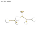 Modern Ball Pendant Light: Clear/Milky White Glass 4/5/6-Head Dining Room Chandelier With Black/Gold