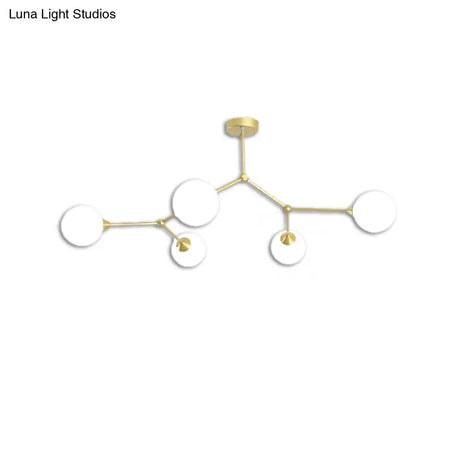 Modern Ball Pendant Light: Clear/Milky White Glass 4/5/6-Head Dining Room Chandelier With Black/Gold