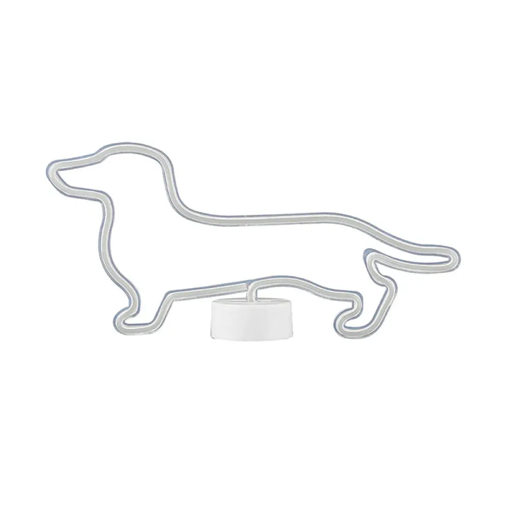 Modern Battery-Powered White Led Wall Lamp - Dog-Shaped Nightstand Light