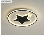 Modern Bedroom Star Round Ceiling Lamp 42Cm Black / Warm Light