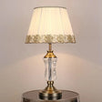 Modern Beige Barrel Night Light Table Lamp With Crystal Urn Stand