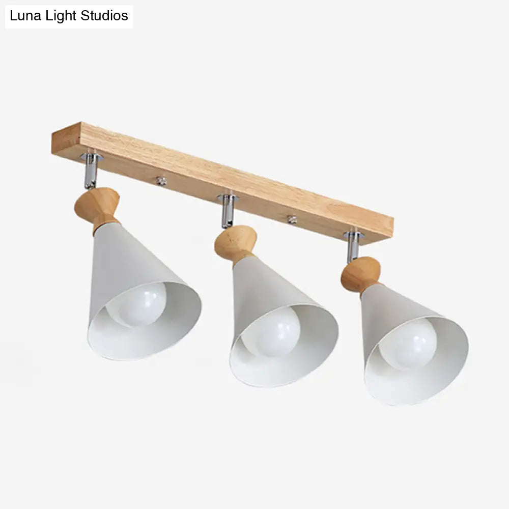 Modern Beige Ceiling Mount Light Fixture For Living Room With Metal Cone Shade