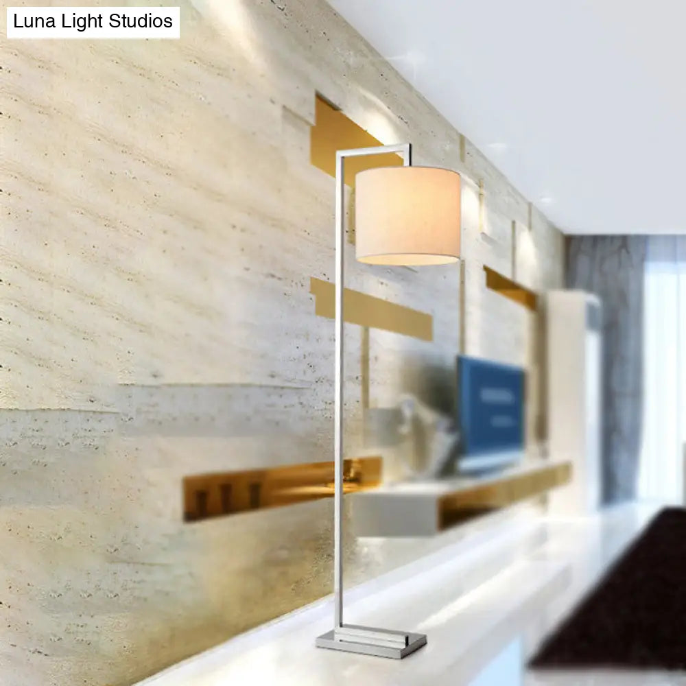 Modern Beige Cylinder Floor Lamp: Led Standing Light For Living Room