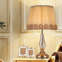 Modern Beige Desk Lamp With Wide Flare Shade - Perfect For Living Room