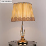 Modern Beige Desk Lamp With Wide Flare Shade - Perfect For Living Room