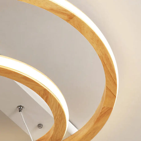 Modern Beige Led Wood Flush Mount Ceiling Light - 17/21/25 Wide Fixture