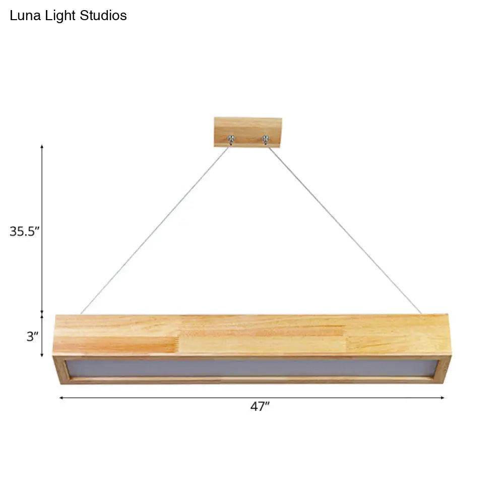 Modern Beige Linear Pendant Light - 1-Head Led Wood Ceiling Lamp (Warm/White Light) 23.5/35.5/47