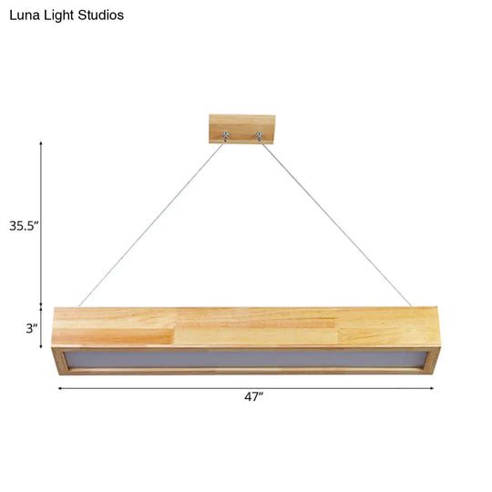 Modern Beige Linear Pendant Light - 1-Head Led Wood Ceiling Lamp (Warm/White Light) 23.5/35.5/47