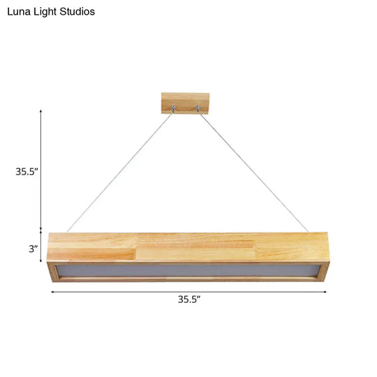 Modern Beige Linear Pendant Light - 1-Head Led Wood Ceiling Lamp (Warm/White Light) 23.5/35.5/47