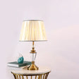 Modern Beige Table Lamp With Fabric Shade - 1 Head Desk Light Tapered Drum Nightstand