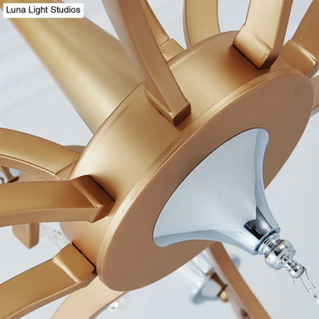 Modern Bell Shade Gold Chandelier With Clear Crystal Design - 6/8 Bulbs Pendant Lighting For Indoor