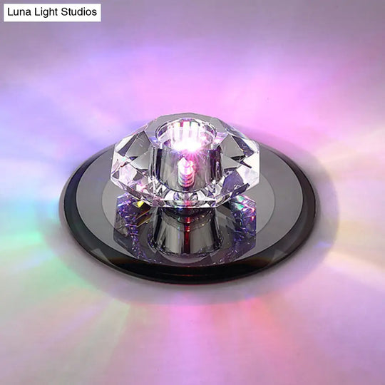 Modern Beveled Crystal Led Flush Ceiling Light Fixture - Ideal For Hallways Black / Multi Color