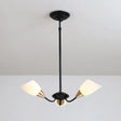 Modern Beveled Glass Chandelier - White & Black Hanging Ceiling Light With Starburst Design | 3/6/8