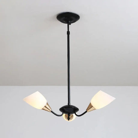 Modern Beveled Glass Chandelier - White & Black Hanging Ceiling Light With Starburst Design | 3/6/8