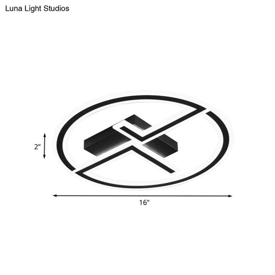 Modern Black Acrylic Led Ring & Dual - L Flush Ceiling Lamp