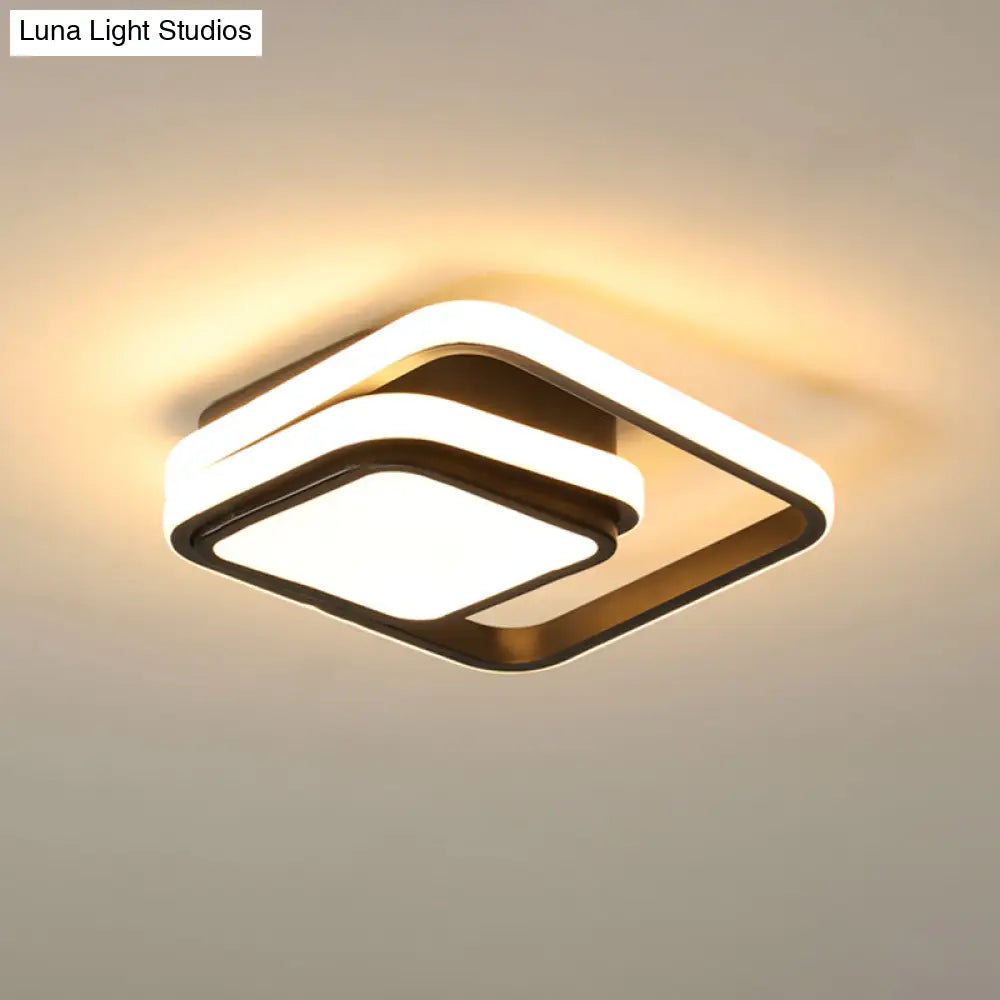 Modern Black Aluminum Led Flush Mount Ceiling Light For Foyer