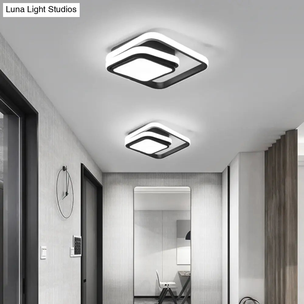 Modern Black Aluminum Led Flush Mount Ceiling Light For Foyer