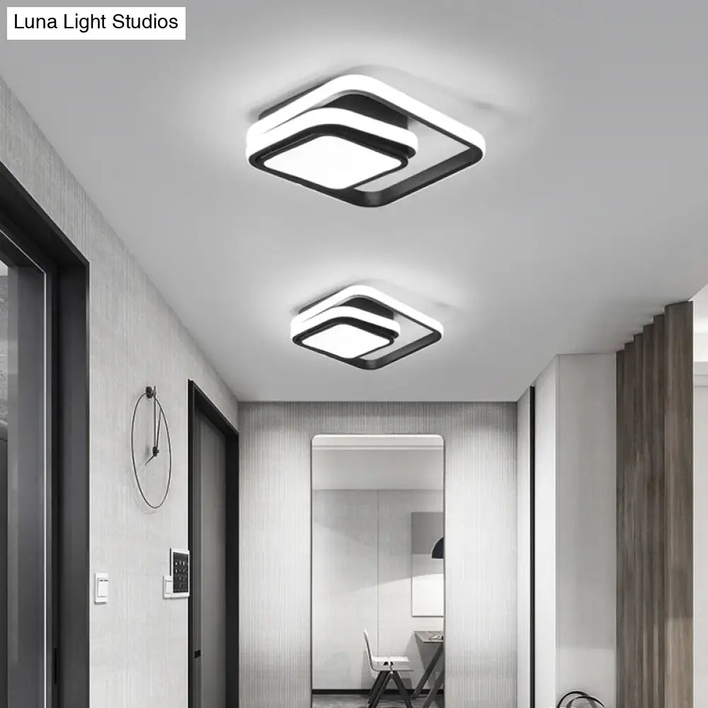 Modern Black Aluminum Led Flush Mount Ceiling Light For Foyer