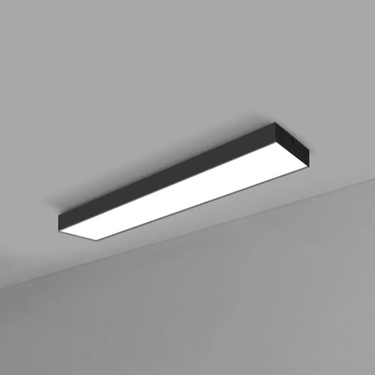 Modern Black Aluminum Office Ceiling Light - Rectangular Flush Mount Recessed Lighting / Large 47.5