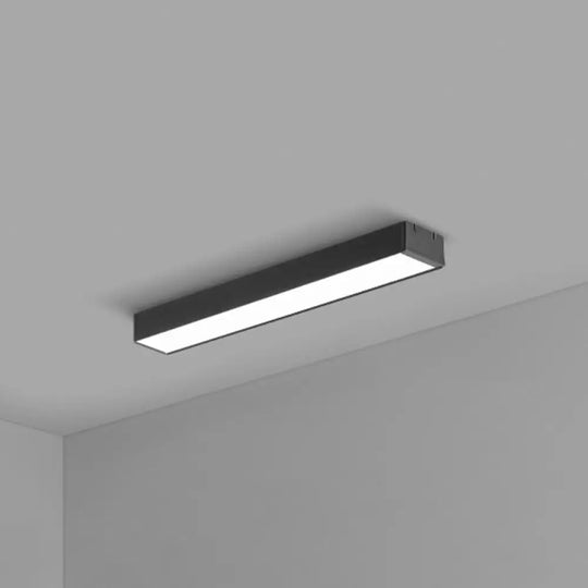 Modern Black Aluminum Office Ceiling Light - Rectangular Flush Mount Recessed Lighting / Medium 23.5