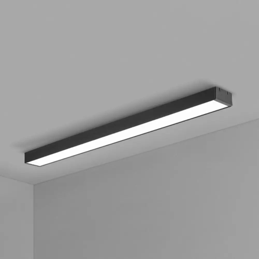 Modern Black Aluminum Office Ceiling Light - Rectangular Flush Mount Recessed Lighting / Medium 59