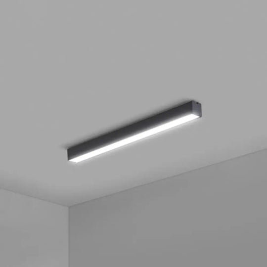 Modern Black Aluminum Office Ceiling Light - Rectangular Flush Mount Recessed Lighting / Small 23.5
