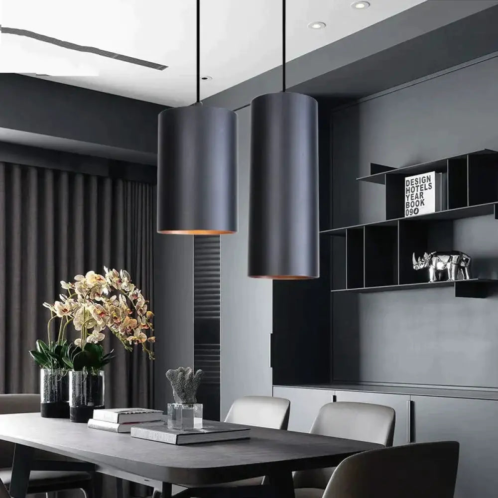 Modern Black Aluminum Pendant Light Led E27 Nordic Industrail Hanging Lamp For Living Room