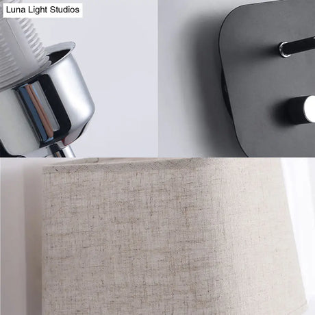 Modern Black And Beige Tapered Wall Sconce With 1 Light Backplate