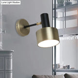 Modern Black And Gold Cylinder Sconce: Metal Wall Lighting Fixture For Living Room
