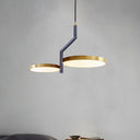 Modern Black And Gold Living Room Chandelier With Dual Heads Curved Rod Design Metallic Shade
