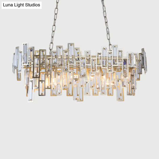 Modern Black And Gold Oval Pendant Lamp With Crystal Accents Island Lighting Functionality
