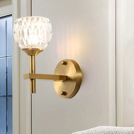 Modern Black And Gold Wall Light With Clear Dimpled Glass For Living Room 1 /