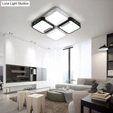 Modern Black And White Ceiling Light Fixture With Acrylic Shade - Choose Warm Or 3 Color 4/6 Lights