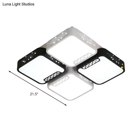 Modern Black And White Ceiling Light Fixture With Acrylic Shade - Choose Warm Or 3 Color 4/6 Lights