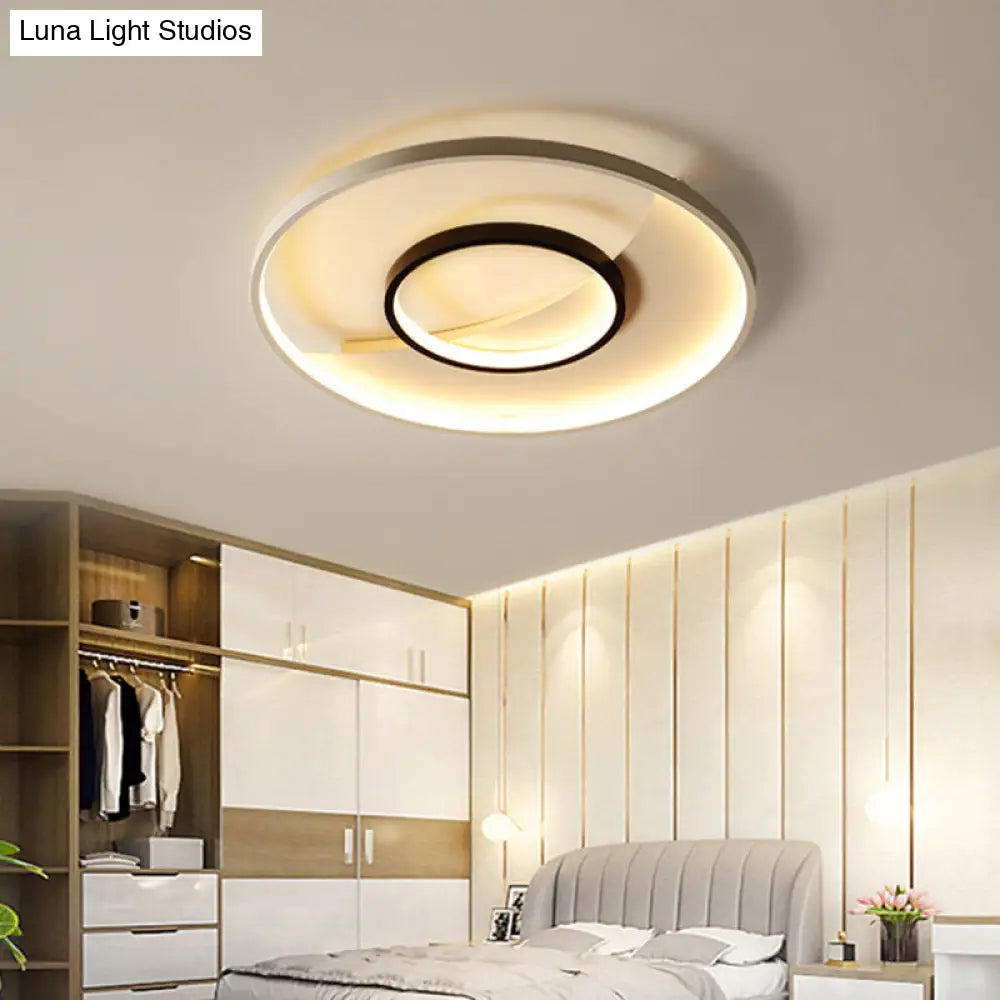 Modern Black And White Double Ring Led Flush Mount Ceiling Light - 16/19.5 Wide Black-White / 16