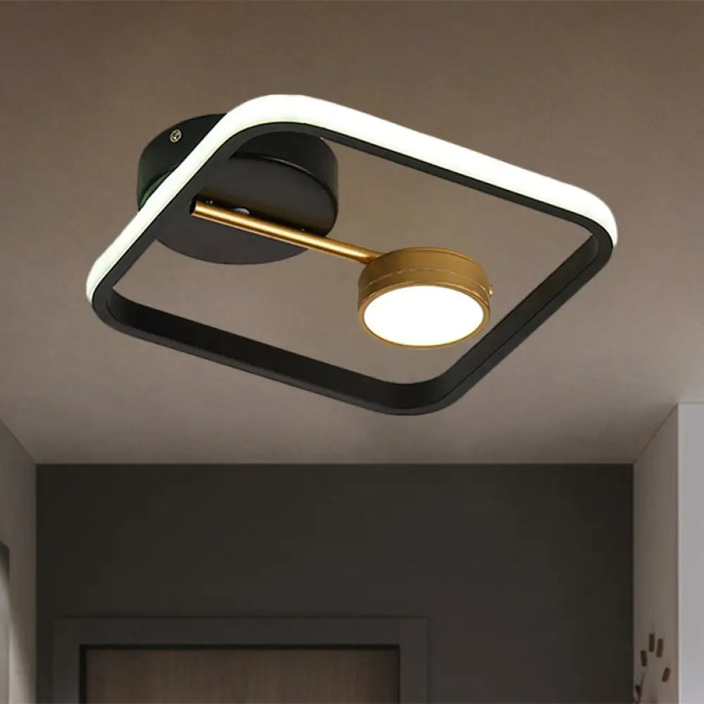 Modern Black And White/Gold Led Flush Mount Ceiling Light Fixture With Warm/White Metal Shade Black