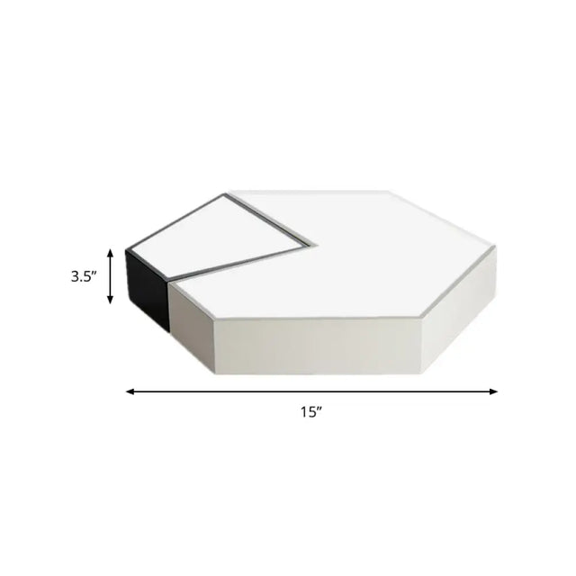 Modern Black And White Hexagon Ceiling Light Acrylic Shade Mount Fixture 11/15/19 Dia - Perfect For