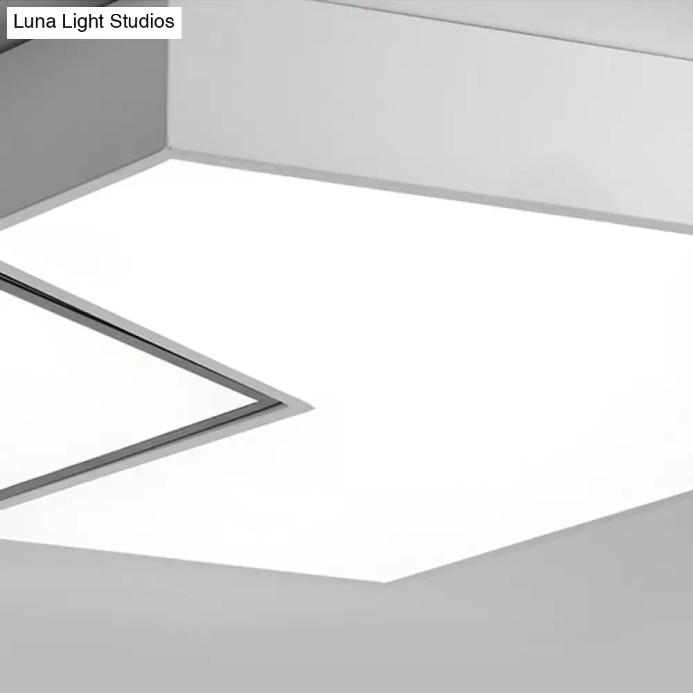 Modern Black And White Hexagon Ceiling Light Acrylic Shade Mount Fixture 11’/15’/19’ Dia -